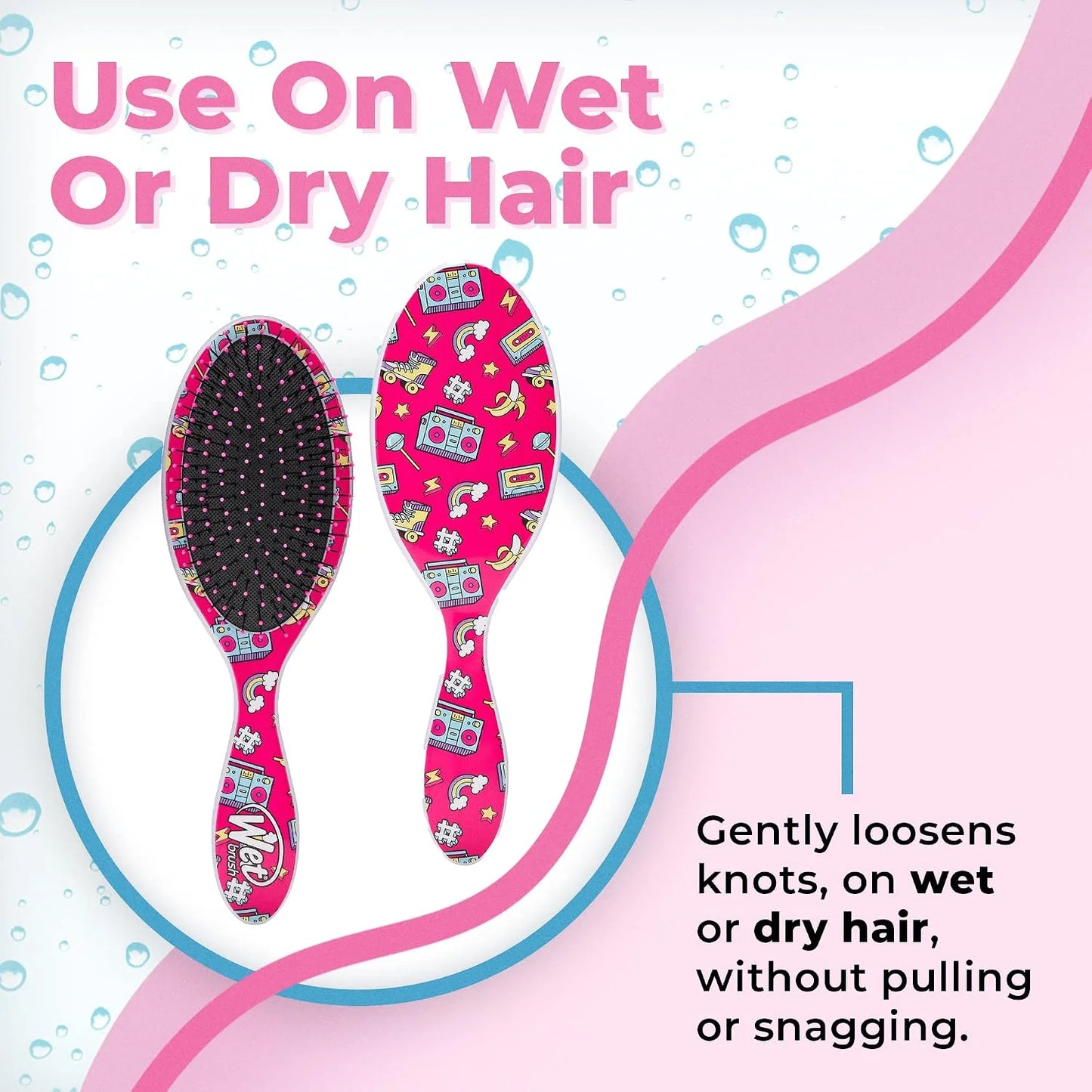 Wet Brush Disney Original Detangler Brush Princess Wholehearted - Jasmine, Dark Purple - All Hair Types - Ultra-Soft IntelliFlex Bristles Glide Through Tangles with Ease
