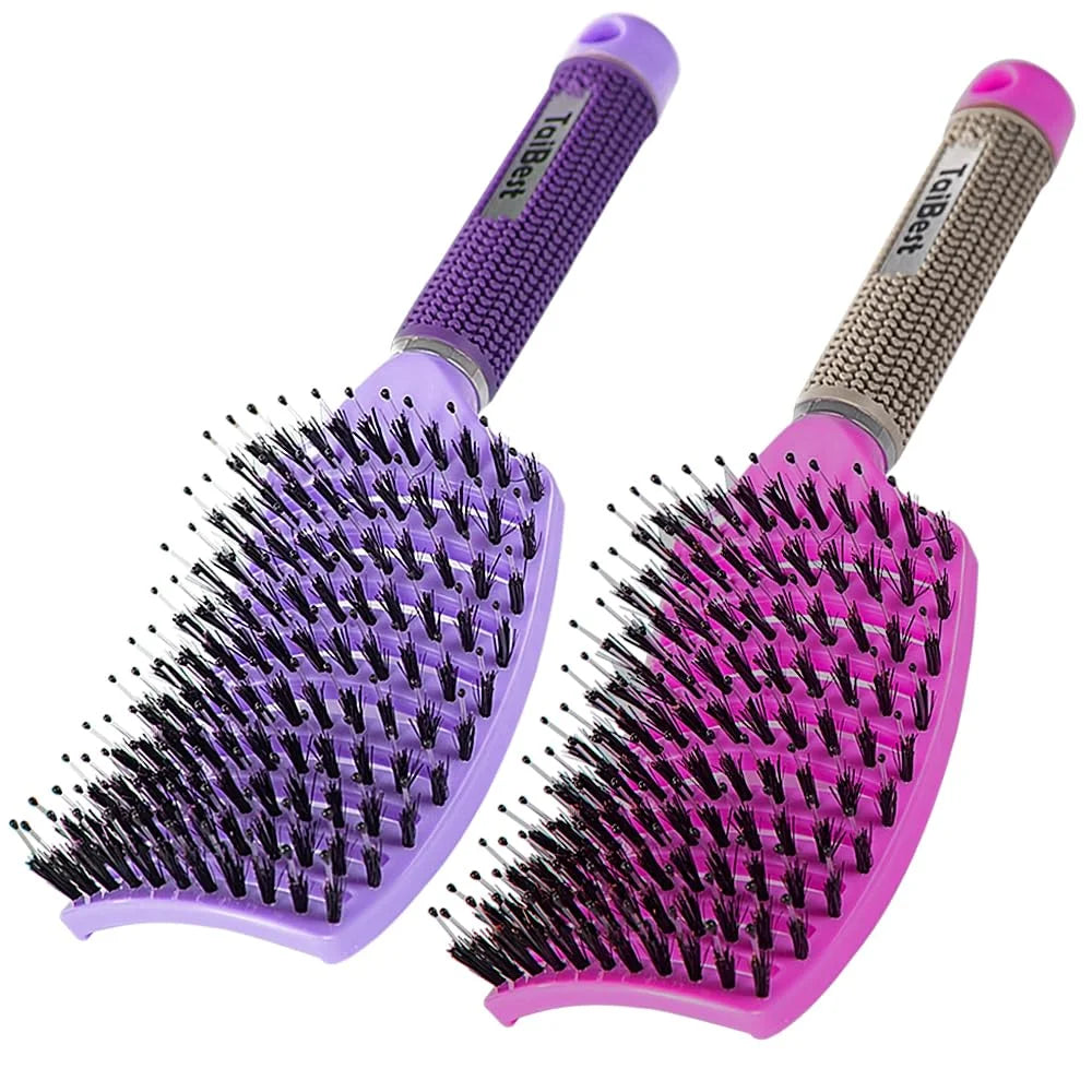 Boar Bristle Hair Brush Set – Wet/Dry Detangler for All Hair Types