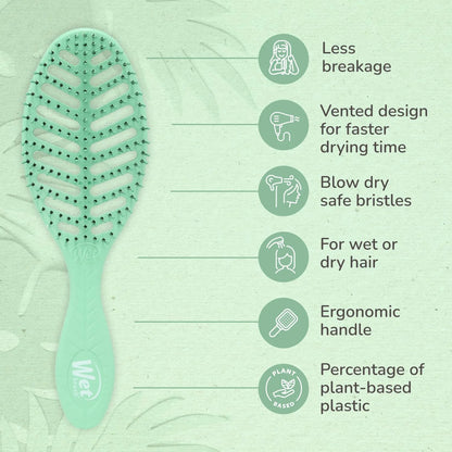 Wet Brush Go Green Speed Dry Hair Brush, Green - Vented Design & Ultra Soft HeatFlex Bristles - Ergonomic Handle Manages Tangle & Uncontrollable Hair - Pain-Free Hair Accessories