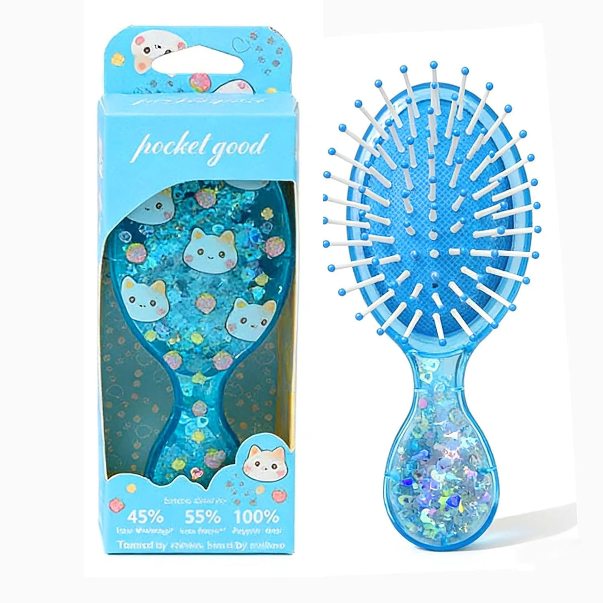 Mini Wet Hair Brush,Glitter Detangling Brush Gifts For Women Girls Kids Toddler Small Cute Hair Brushes Travel Shower Massage HairBrush with Air Cushion for Dry,Wet Hair (Pink)