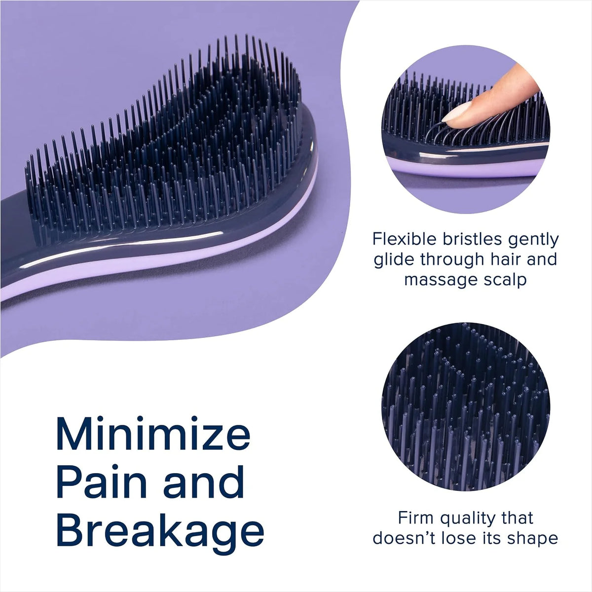 Crave Naturals Biggie Glide Thru Hair Brush - Detangler Brush for Curly, Straight, Wet or Dry Hair - Gentle Detangling Brushes for Adults, Kids, Toddlers - Hair Accessories for Women, 8.4x3.4" - Black