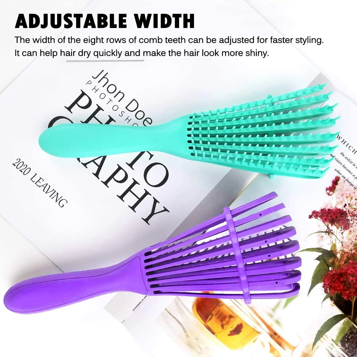 Hair Brush, Detangling Brush for Afro America/African Hair Textured 3a to 4c Kinky Wavy/Curly/Coily/Wet/Dry/Oil/Thick/Long Hair, Knots Detangler Scalp Massage Comb (2 pcs, Blue-Blue)