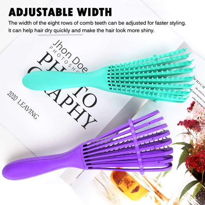 Hair Brush, Detangling Brush for Afro America/African Hair Textured 3a to 4c Kinky Wavy/Curly/Coily/Wet/Dry/Oil/Thick/Long Hair, Knots Detangler Scalp Massage Comb (2 pcs, Blue-Blue)