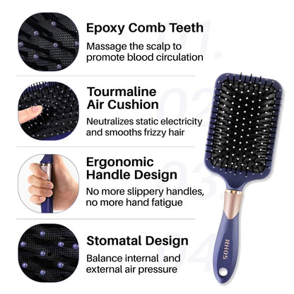 Purple Square Paddle Hair Brush for Women Men's Thin,Short,Thick,Long Hair