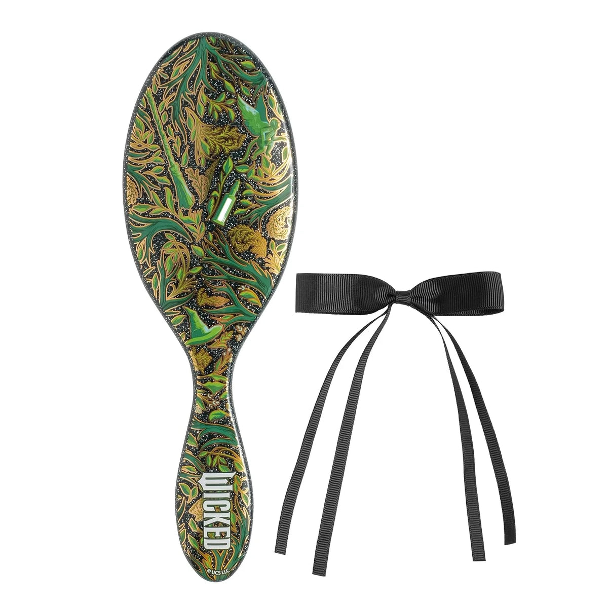 Wet Brush Original Detangler Hair Brush Elphaba (Wicked) Kit - Ultra-Soft IntelliFlex Bristles - Detangling Brush Glides Through Tangles For All Hair Types (Wet Dry & Damaged) - 1 Brush & 1 Bow