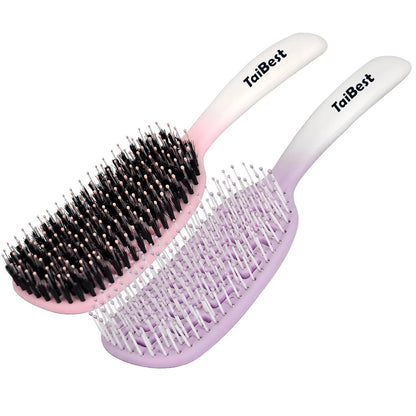 Boar Bristle Hair Brush Set – Wet/Dry Detangler for All Hair Types