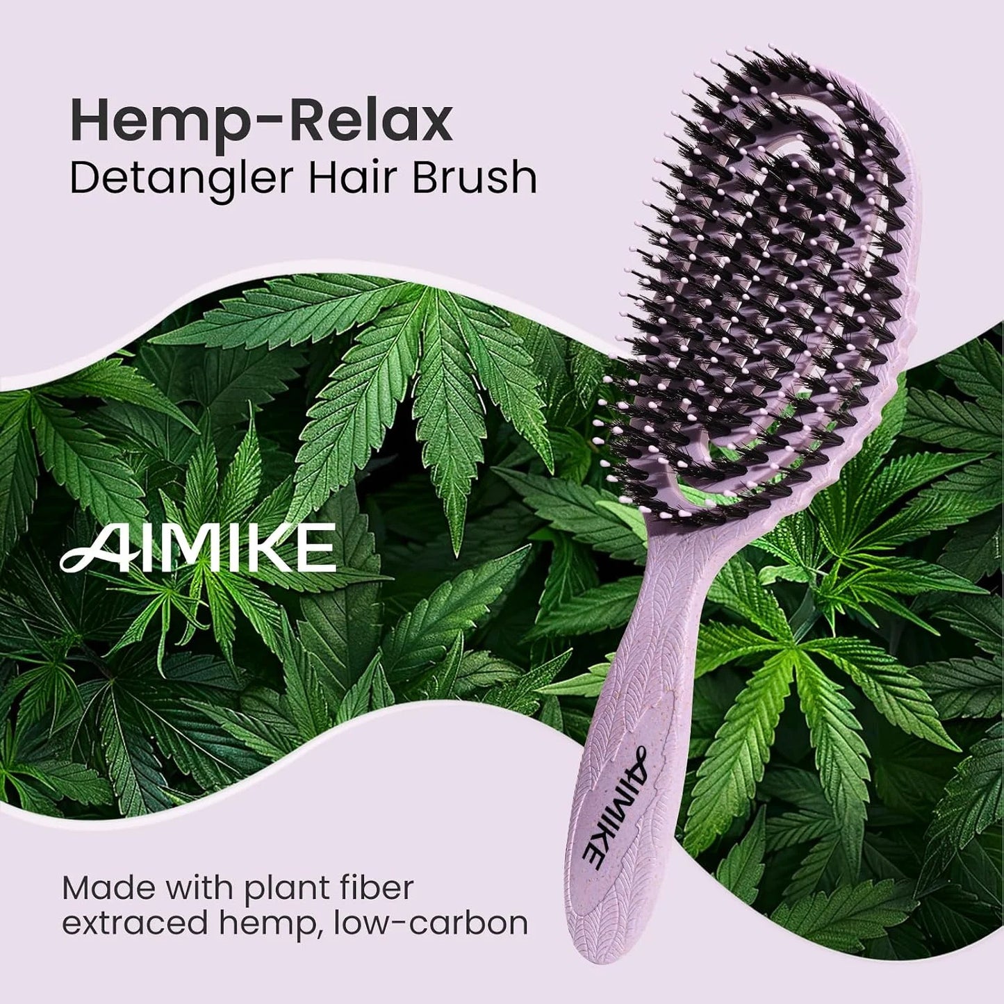 AIMIKE Hemp-Relax Detangling Hair Brush for Wet & Dry Hair, Beige