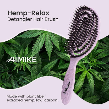 AIMIKE Hemp-Relax Detangling Hair Brush for Wet & Dry Hair, Beige