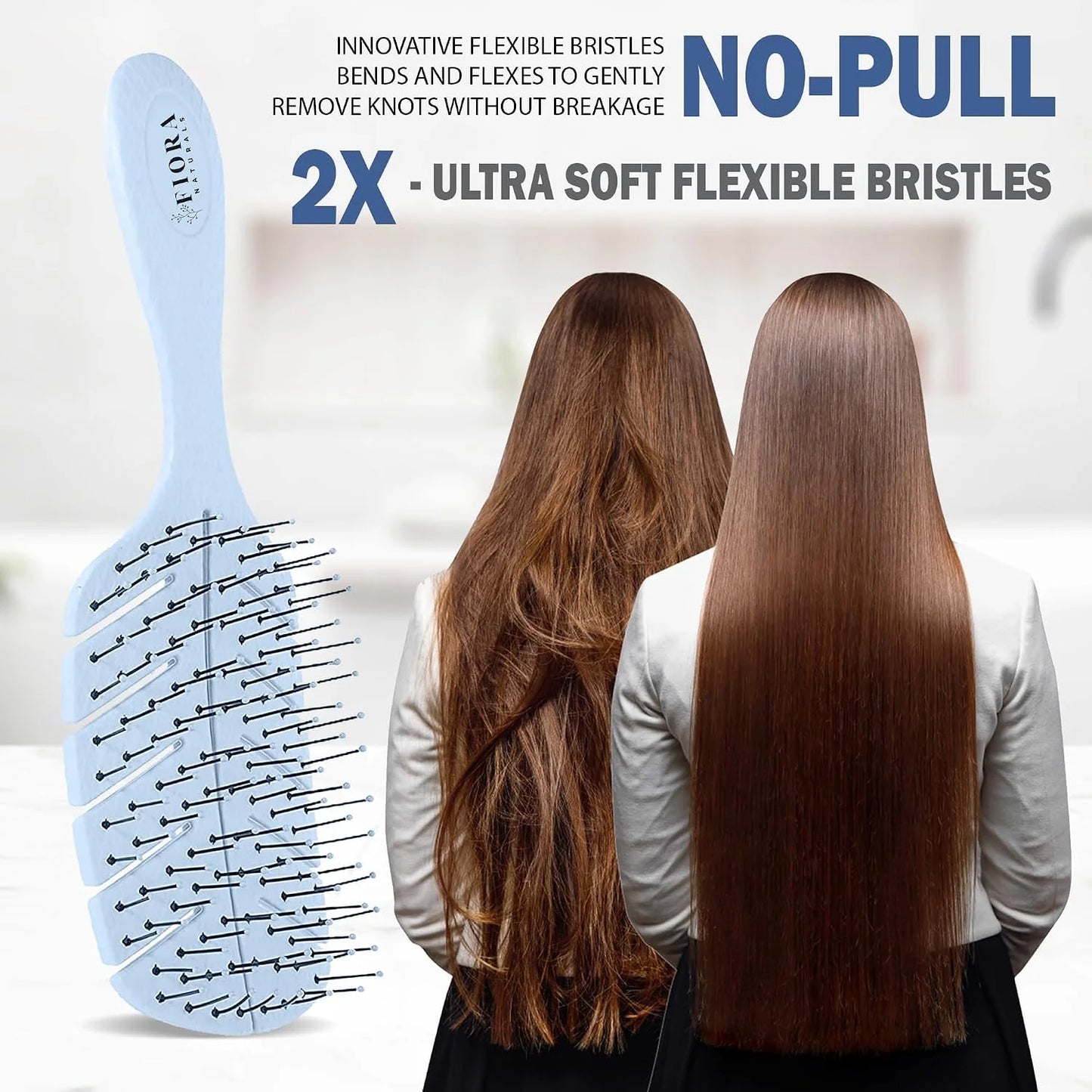 Fiora Naturals Detangler Brush for Wet and Dry Hair, Soft Detangling Brush