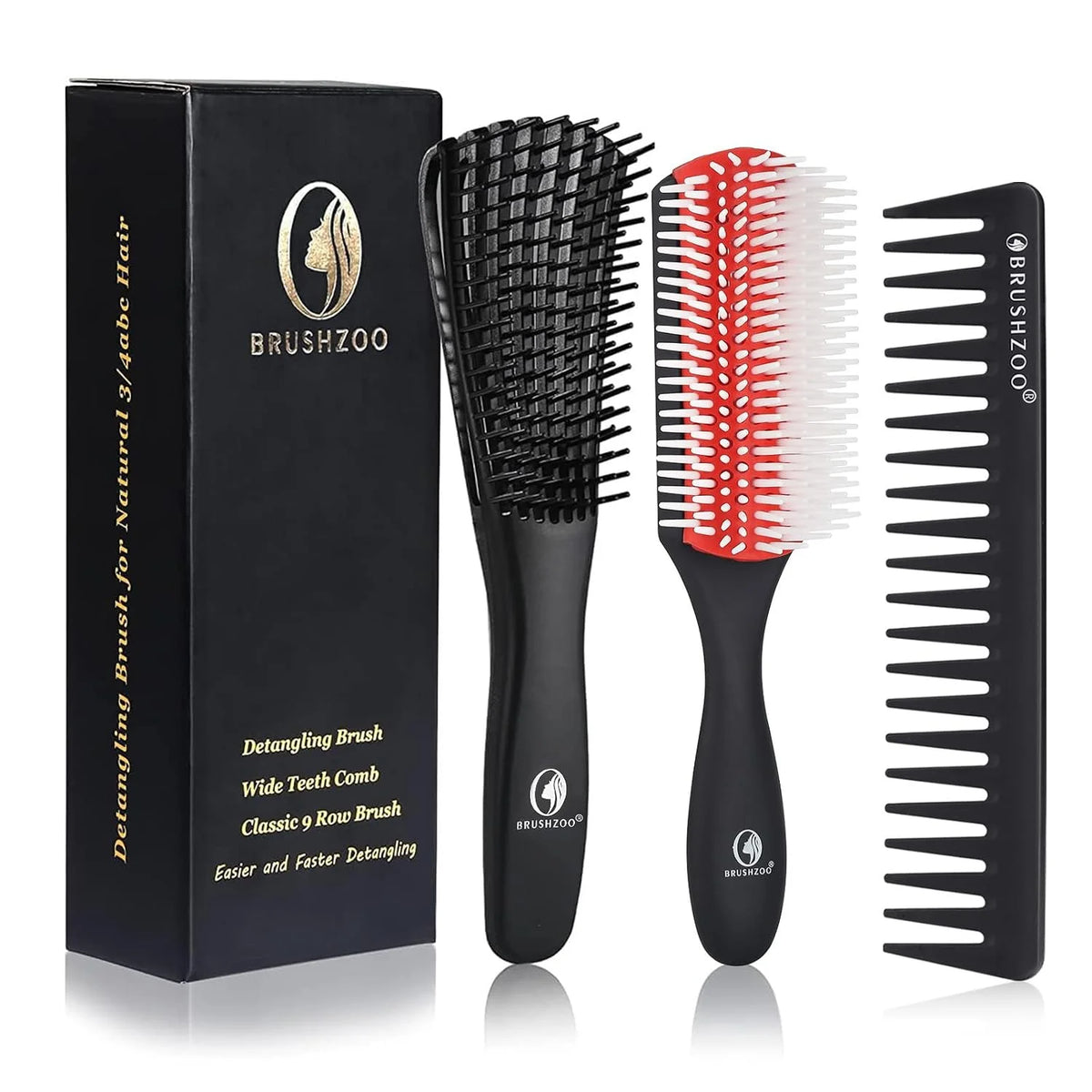 Detangler Hair Brush for Curly Hair, Curly Hair Brush for Natural 3/4abc Hair, Detangling Brush for Women Men Kids Styling Defining