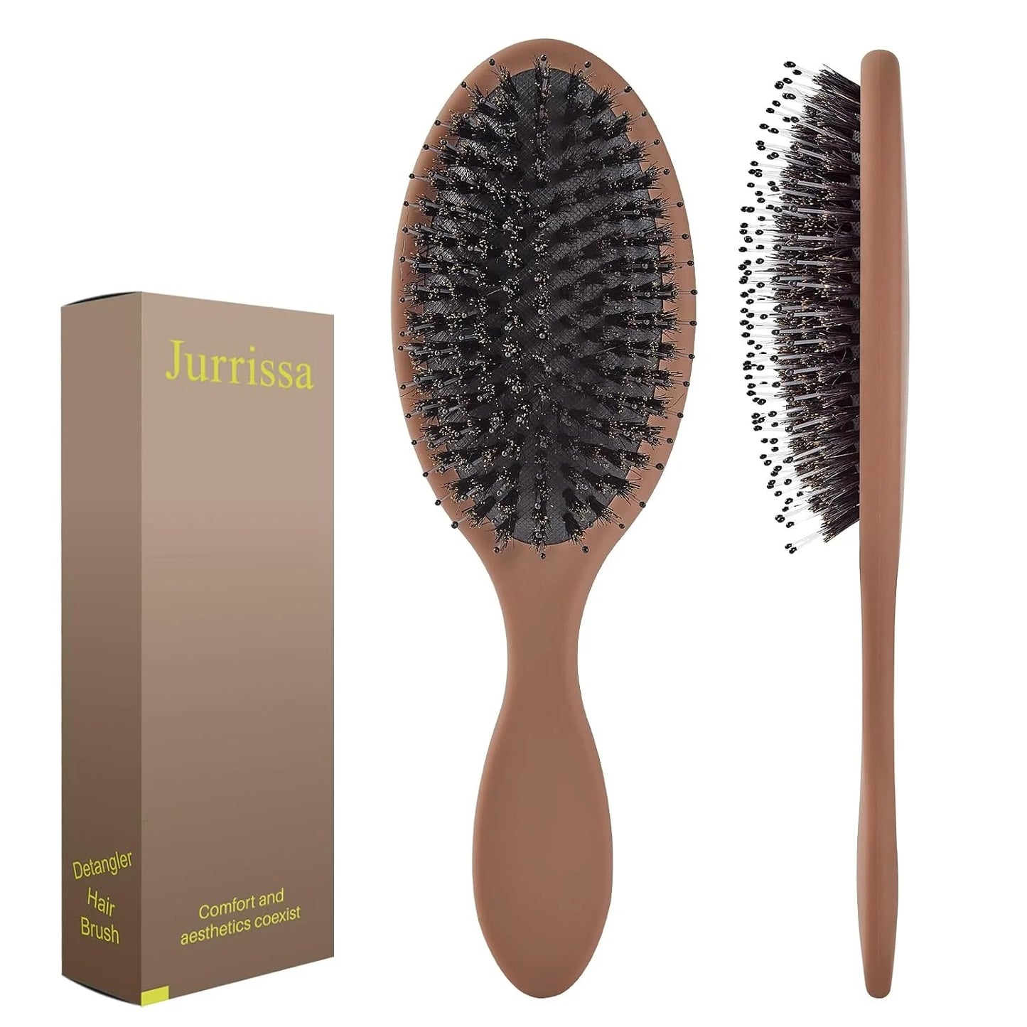 Boar Bristles Hair Brush for Women and Men, Detangling Hair Brush for Smoothing Massage Add Shine, Nylon&Boar Bristles Detangler brush for Hair Healthy (1 Pack-MintGreen)