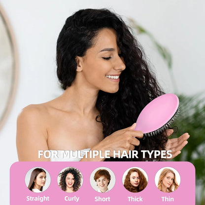 Boar Bristles Hair Brush for Women and Men, Detangling Hair Brush for Smoothing Massage Add Shine, Nylon&Boar Bristles Detangler brush for Hair Healthy (1 Pack-MintGreen)