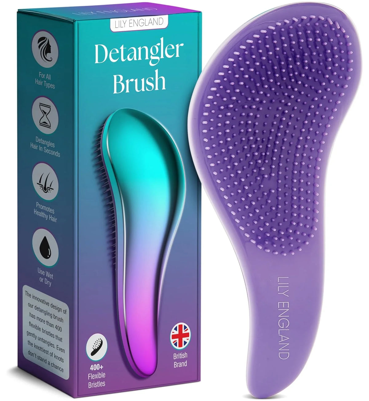 Hair Brush & Beard Detangler Brush - Unisex Detangling Brush for Men, Black