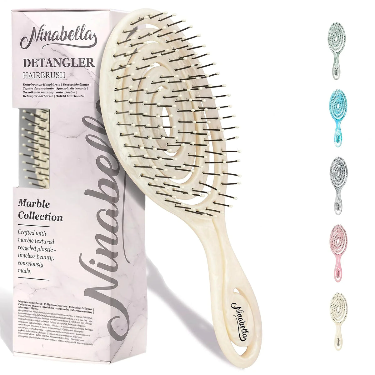 Ninabella Detangler Brush - No Tangle Hair Brush for Women, Fine, Thick and Long Hair - Hairbrush for Wet and Dry Hair, Gentle on the Scalp - Light Blue