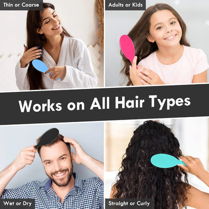 Air Cushion Detangling Hair Brush - 2 Pack Detangler Hairbrush with Ultra Soft Bristles for Effortless Tangle Removal - For Wet Dry Damaged Curly Hair for Women Men Boys Girls Kids - Pink