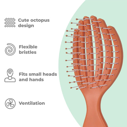 Ninabella Mini Detangling Hairbrush - Cute Colorful Octopus Detangle Brush - For Blow Dry or Brushing Wet Tangled Hair - Detangler Hair Brush - Small Hairbrushes - Rose