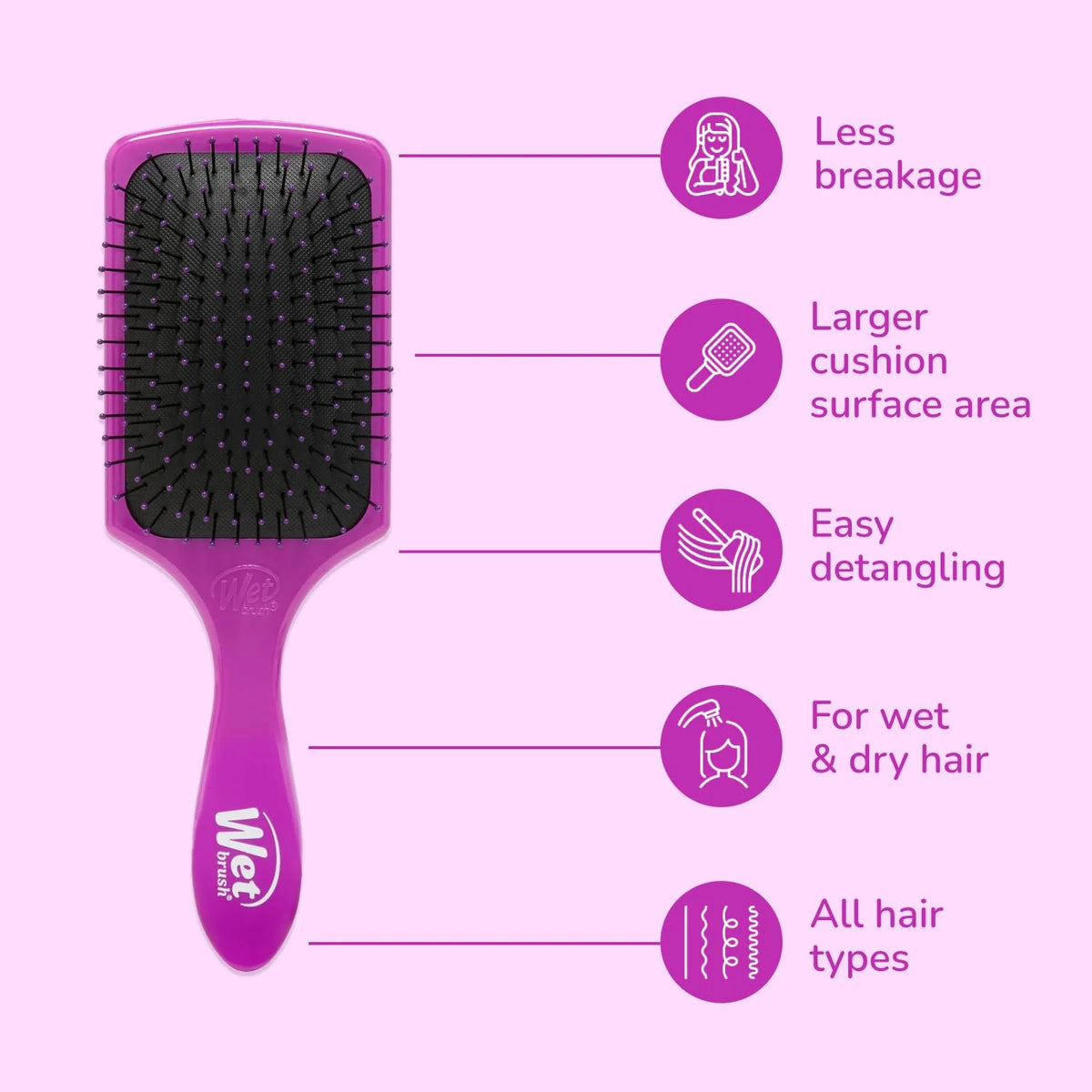 Wet Brush Refresh and Extend Paddle Detangler, Black, Detangling Brush with Infused Charcoal Ultra-Soft IntelliFlex Bristles For All Hair Types, Removes Dirt, Excess Oils & Impurities