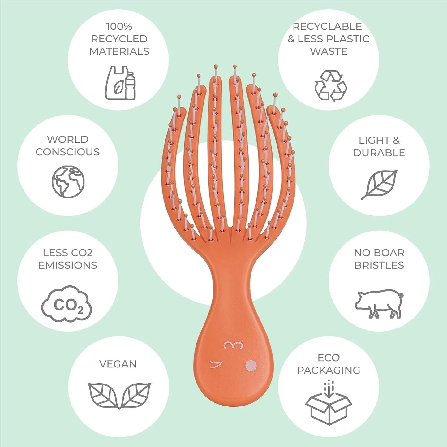 Ninabella Mini Detangling Hairbrush - Cute Colorful Octopus Detangle Brush - For Blow Dry or Brushing Wet Tangled Hair - Detangler Hair Brush - Small Hairbrushes - Rose
