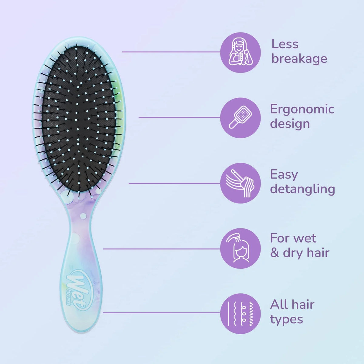 Wet Brush Original Detangler Hair Brush, Hipster Sketch, Ultra-Soft IntelliFlex Bristles, Detangling Bristles Glide Through Tangles (Wet & Dry Hair), Women & Men