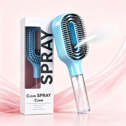 2-in-1 Hair Brush with Water Spray Mister, Fine Mist Spray Brush for Hair Detangling Wet & Dry, Liquid Spraying Hairbrush for Curly Thick Hair & Kids (Sky Blue)