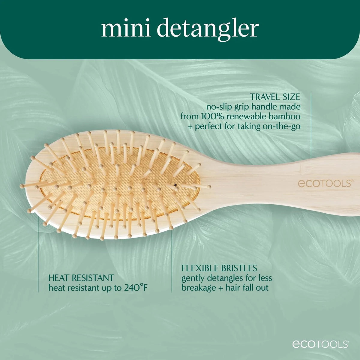 EcoTools Slick Back Hairbrush, Small Brush for Ponytail or Bun, 1 Count