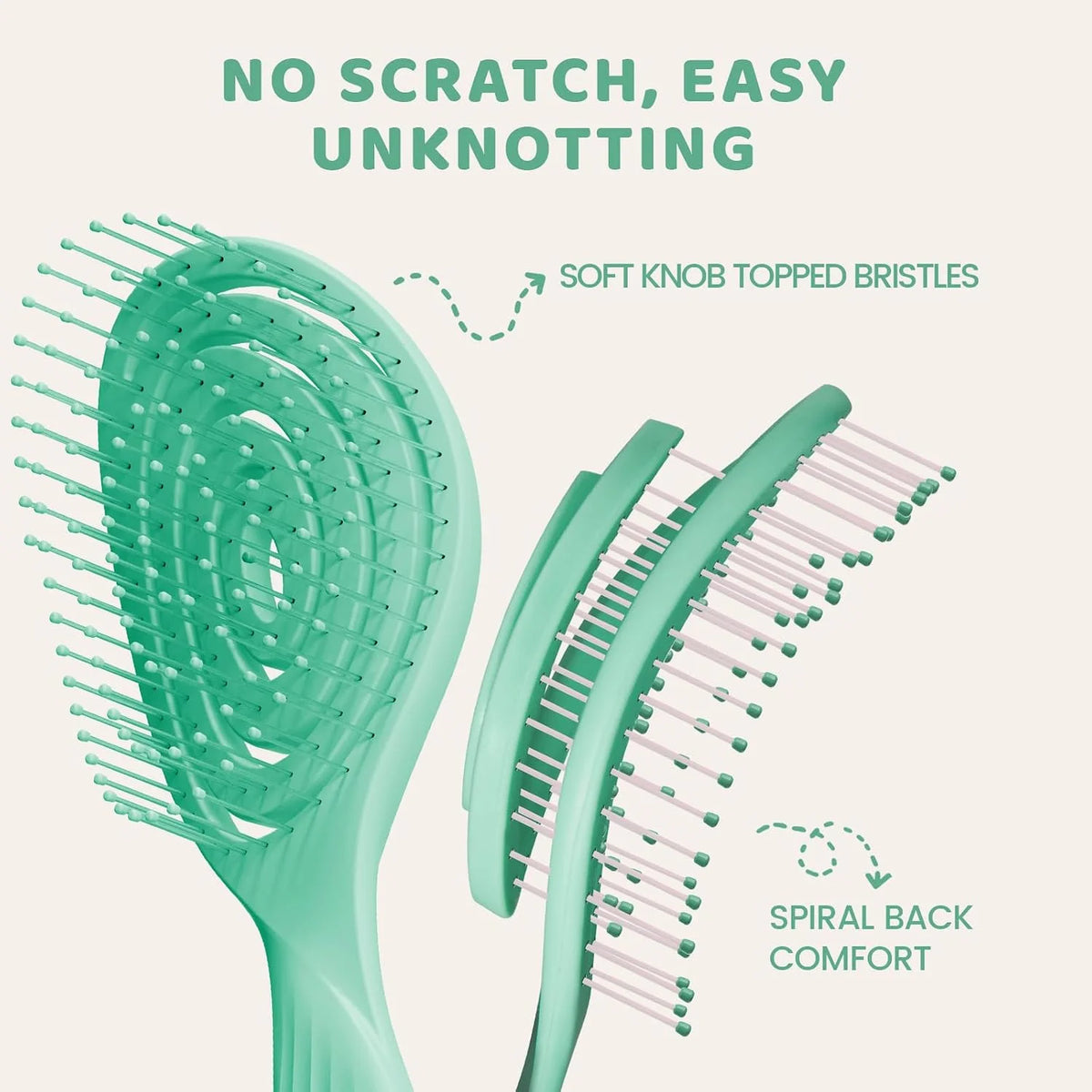 SHINLEA Hair Brush, Detangle Anti Tangle Brush, Spiral Hairbrush for Wet & Dry Hair, Women, Men, Kids, Glide Through Tangles For All Hair Types, Green