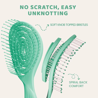 SHINLEA Hair Brush, Detangle Anti Tangle Brush, Spiral Hairbrush for Wet & Dry Hair, Women, Men, Kids, Glide Through Tangles For All Hair Types, Green