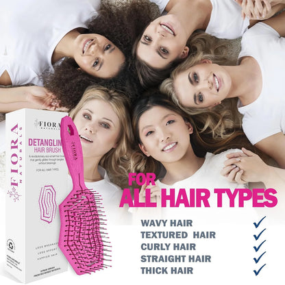 Fiora Naturals Detangling Hair Brush for Women, Detangler Hair Brush, Pink