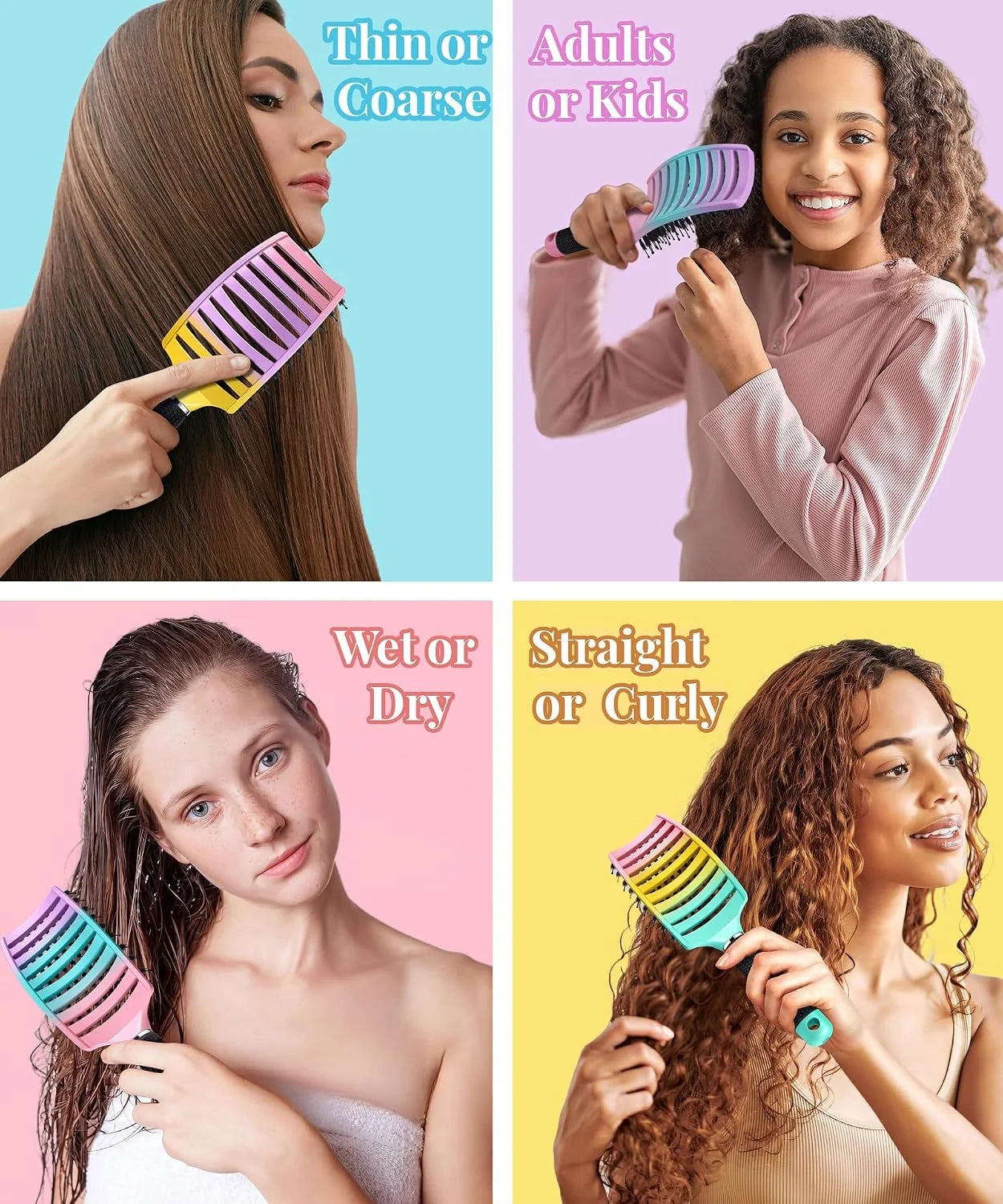 Detangling Brush for Women & Kids, Wet & Dry Hair, All Hair Types