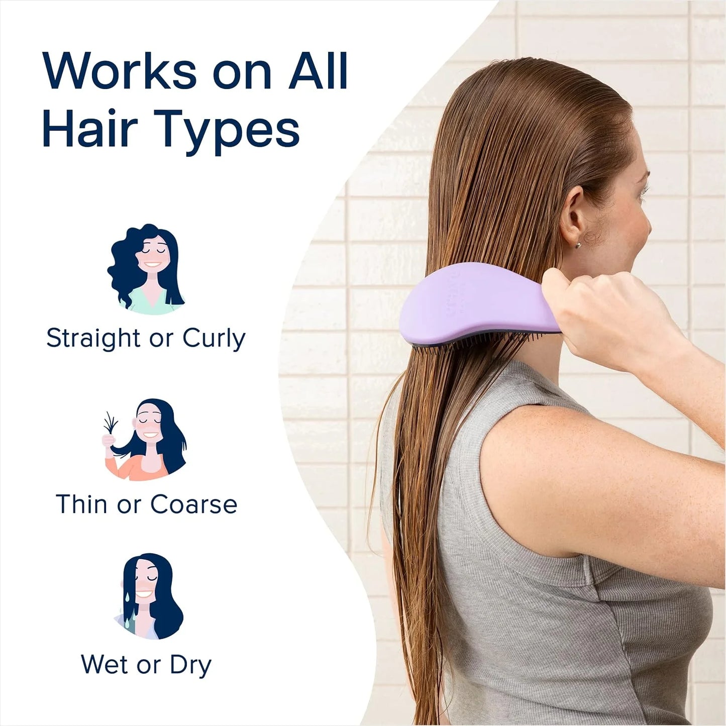 Crave Naturals Biggie Glide Thru Hair Brush - Detangler Brush for Curly, Straight, Wet or Dry Hair - Gentle Detangling Brushes for Adults, Kids, Toddlers - Hair Accessories for Women, 8.4x3.4" - Black