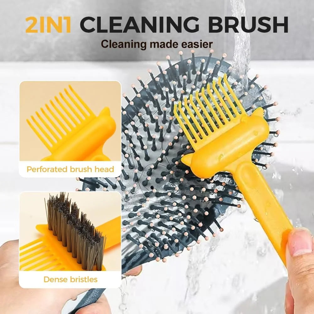 2-in-1 Hair Brush Cleaner Tool, Effortlessly Removes Hair & Dust from Combs, Mini Cleaning Rake with Pick & Bristles for Home and Salon Use (Green)