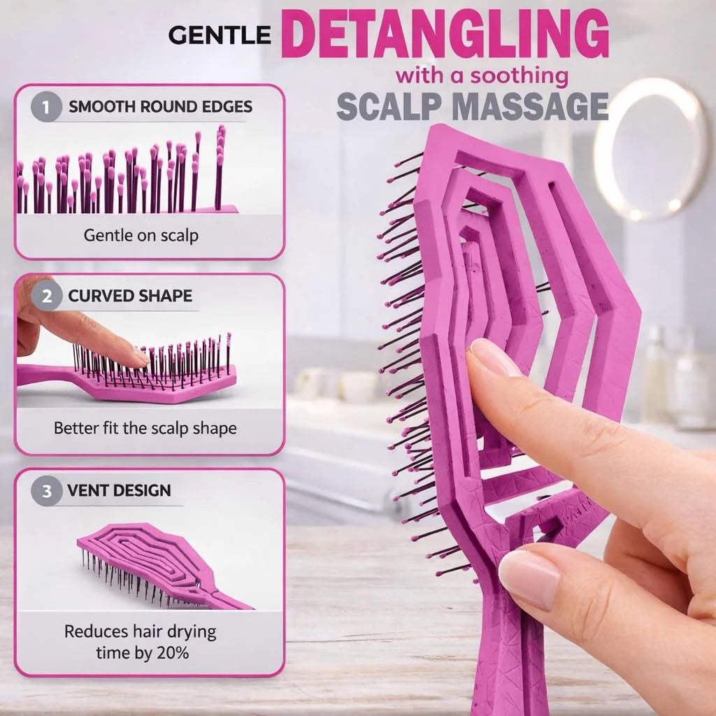Fiora Naturals Detangling Hair Brush for Women, Detangler Hair Brush, Pink