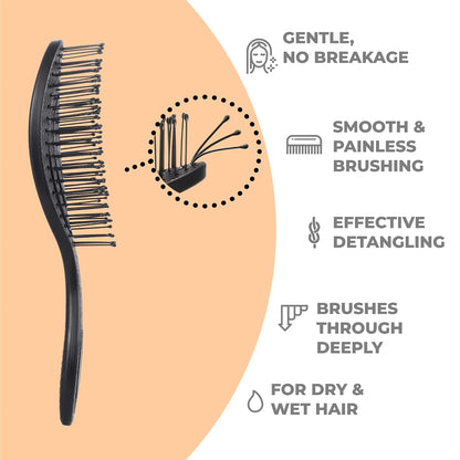 Ninabella Detangler Brush - No Tangle Hair Brush for Women, Fine, Thick and Long Hair - Hairbrush for Wet and Dry Hair, Gentle on the Scalp - Light Blue