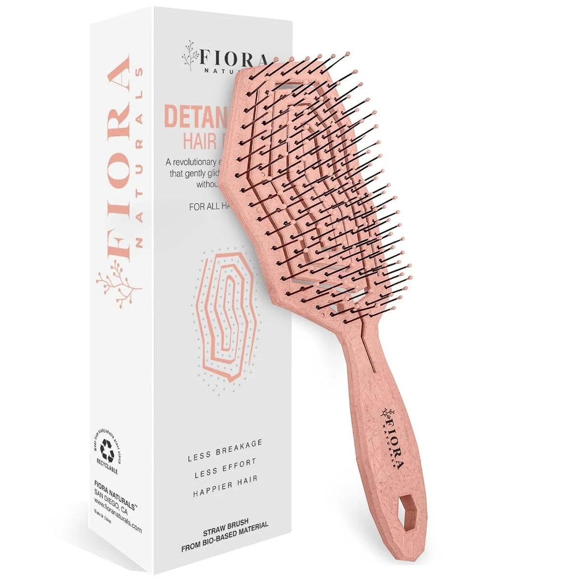 Fiora Naturals Detangling Hair Brush for Women, Detangler Hair Brush, Pink