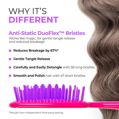 FHI Heat UNbrush Detangling Brush for Pain-Free Brushing on All Wet or Dry Hair Types — Durable DuoFlex Anti-Static Bristles, Lightweight Handle, Vented Hair Brush