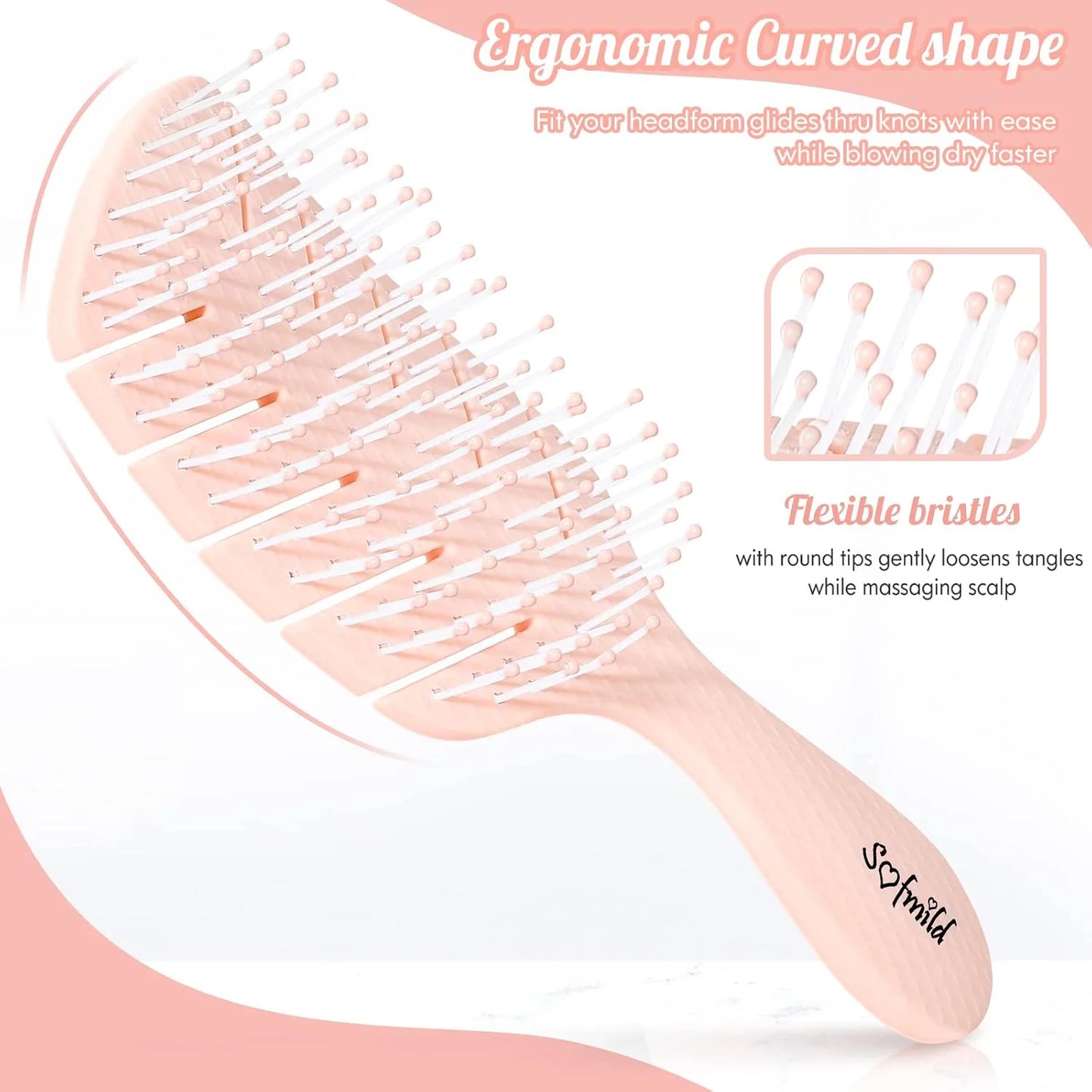 Hair Brush, Vented Paddle Detangle Brush, Purple