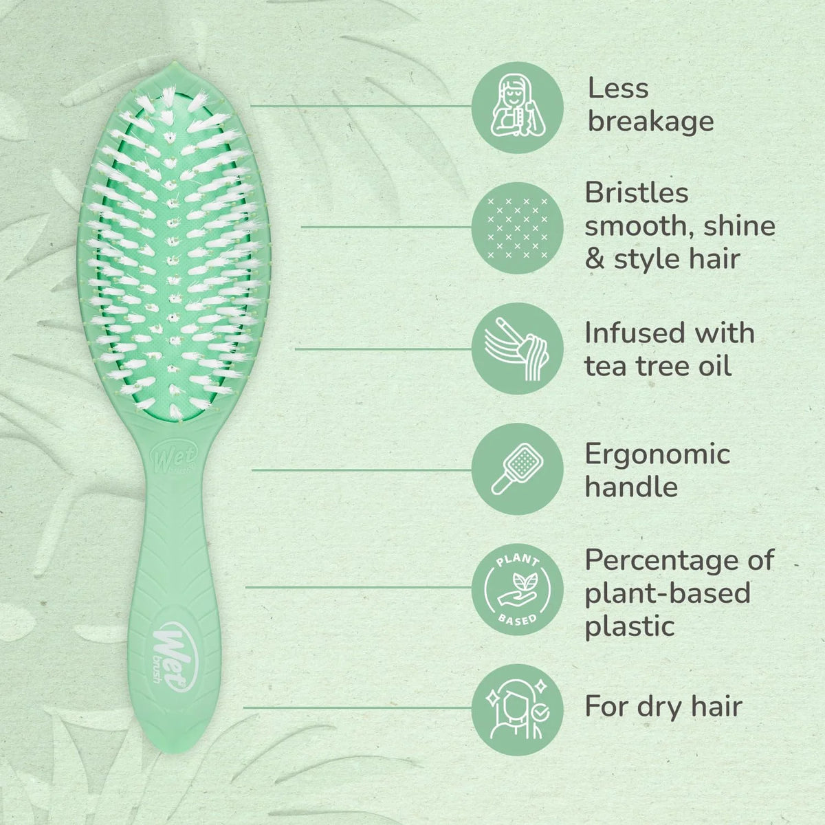 Wet Brush Go Green Coconut Oil Infused Detangling Hair Brush - Pain-Free Ultra-Soft Detangler Bristles Glide Through Tangles with Ease - Protects Against Split Ends (Pack of 2)