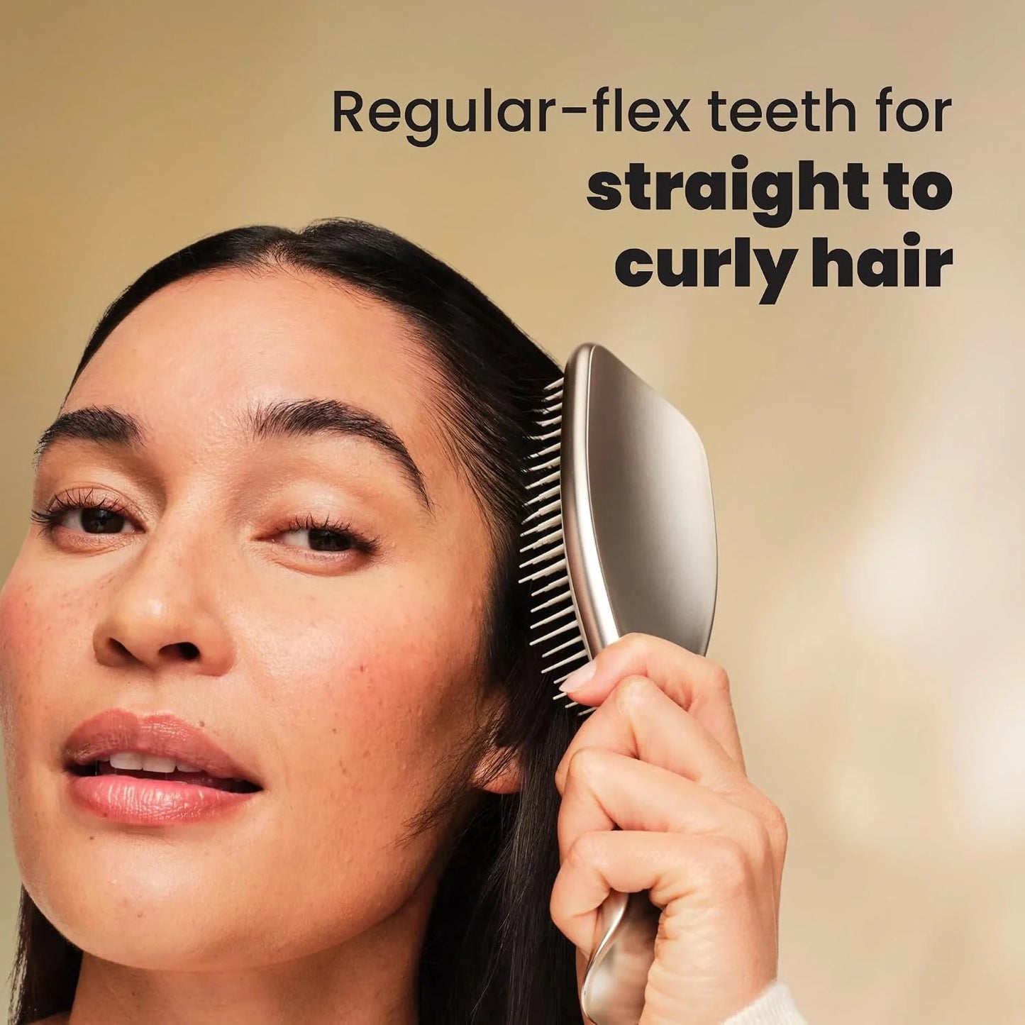 Tangle Teezer Chrome Detangler Mini Hair Brush, Straight to Curly, Pink