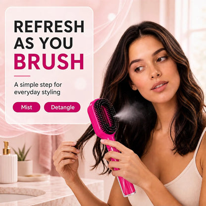 2-in-1 Hair Brush with Water Spray Mister, Fine Mist Spray Brush for Hair Detangling Wet & Dry, Liquid Spraying Hairbrush for Curly Thick Hair & Kids (Sky Blue)