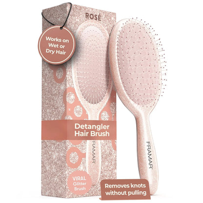 FRAMAR Checkered Hair Brush Detangler, Wet Hair Brushes For Women – Pink