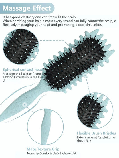 Blue Curl Defining Brush for Curly Hair – Detangling & Styling Brush for Women & Men, Defines 2A to 4C Curls, Reduces Frizz, Perfect for Wet & Dry Hair (Blue)