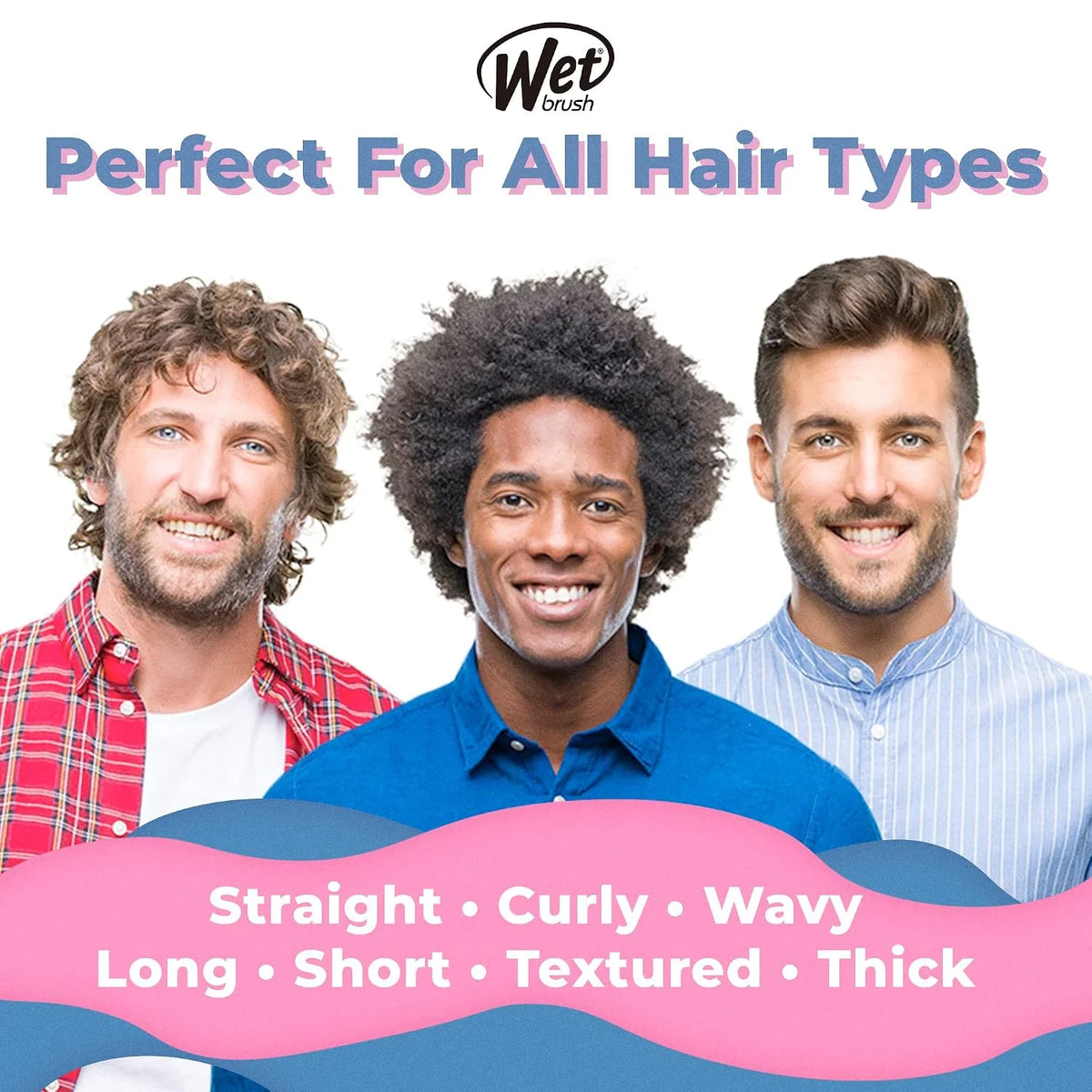Wet Brush Detangling Hair Brush for Men, Black, Stimulates Scalp & Beard for Fuller Stronger Hair, Intelliflex Detangler Help Bristles Promote Growth & Protect from Breakage, Pain-Free (Pack of 2)