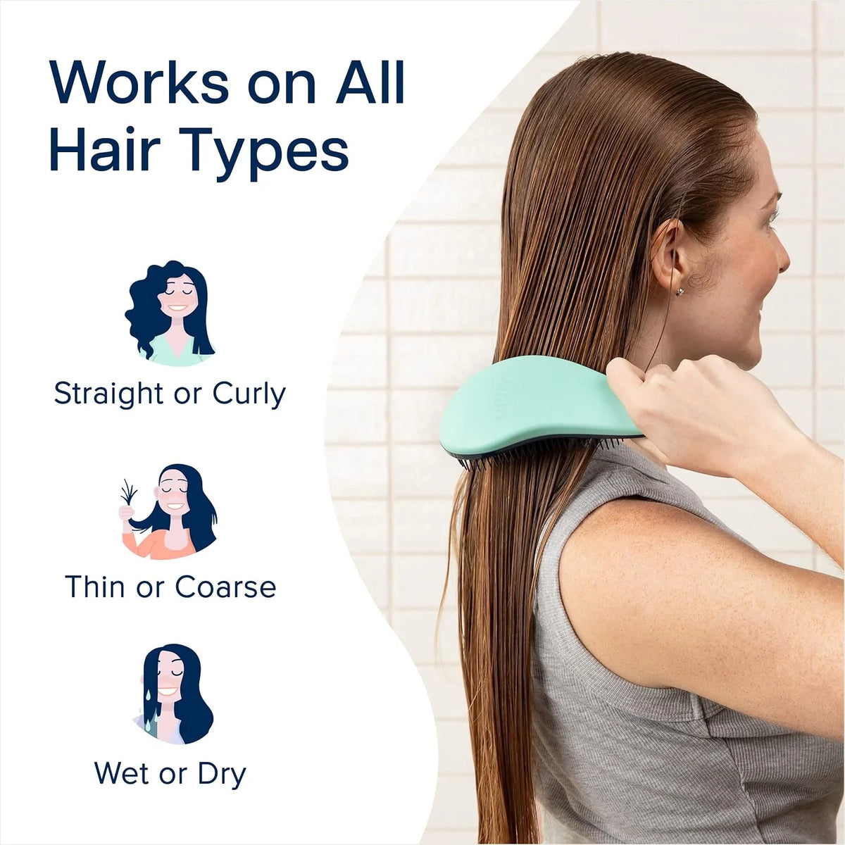 Crave Naturals Biggie Glide Thru Hair Brush - Detangler Brush for Curly, Straight, Wet or Dry Hair - Gentle Detangling Brushes for Adults, Kids, Toddlers - Hair Accessories for Women, 8.4x3.4" - Black