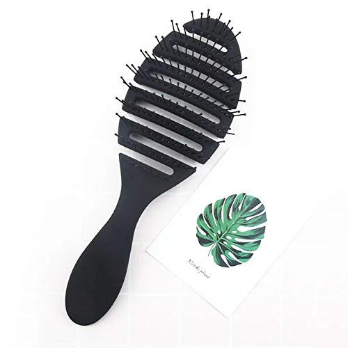 Vented Styling Brush with Ball-Tipped Bristles for Blow Drying Wet, Short, Curly, or Straight Hair for Men and Women (Black)