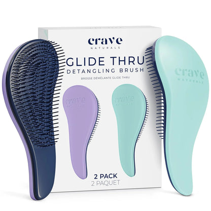 Crave Naturals Biggie Glide Thru Hair Brush - Detangler Brush for Curly, Straight, Wet or Dry Hair - Gentle Detangling Brushes for Adults, Kids, Toddlers - Hair Accessories for Women, 8.4x3.4" - Black