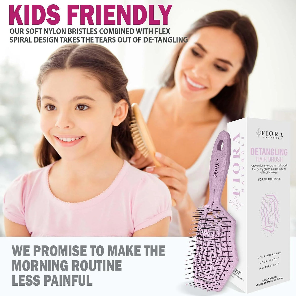 Fiora Naturals Detangling Hair Brush for Women, Detangler Hair Brush, Pink