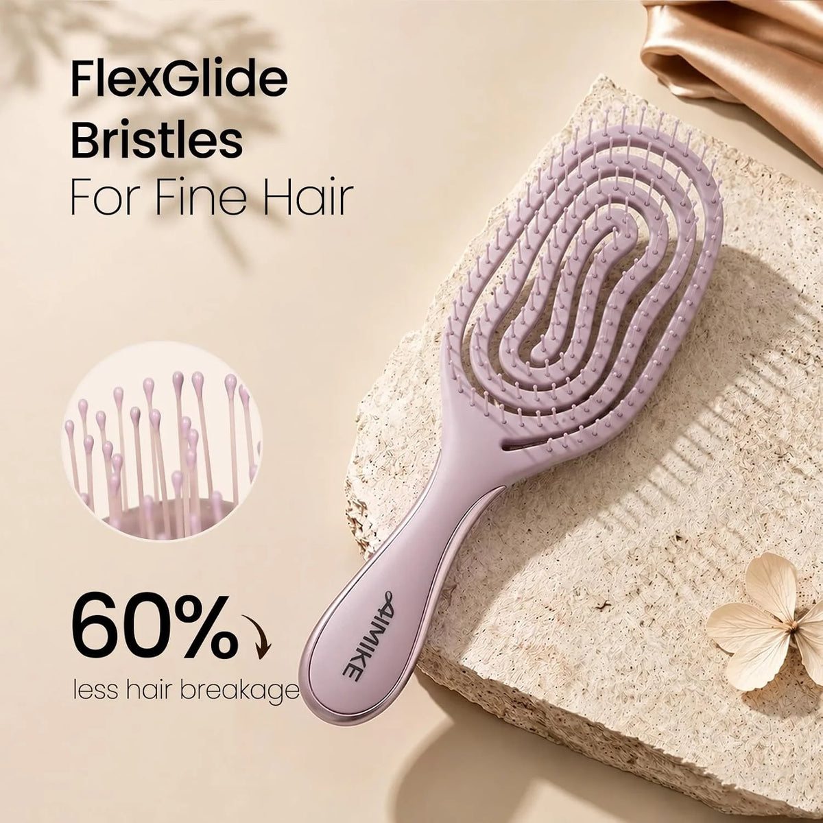 AIMIKE Spiral Flex Hair Brush for Fine Hair, Gentle Detangler for Women