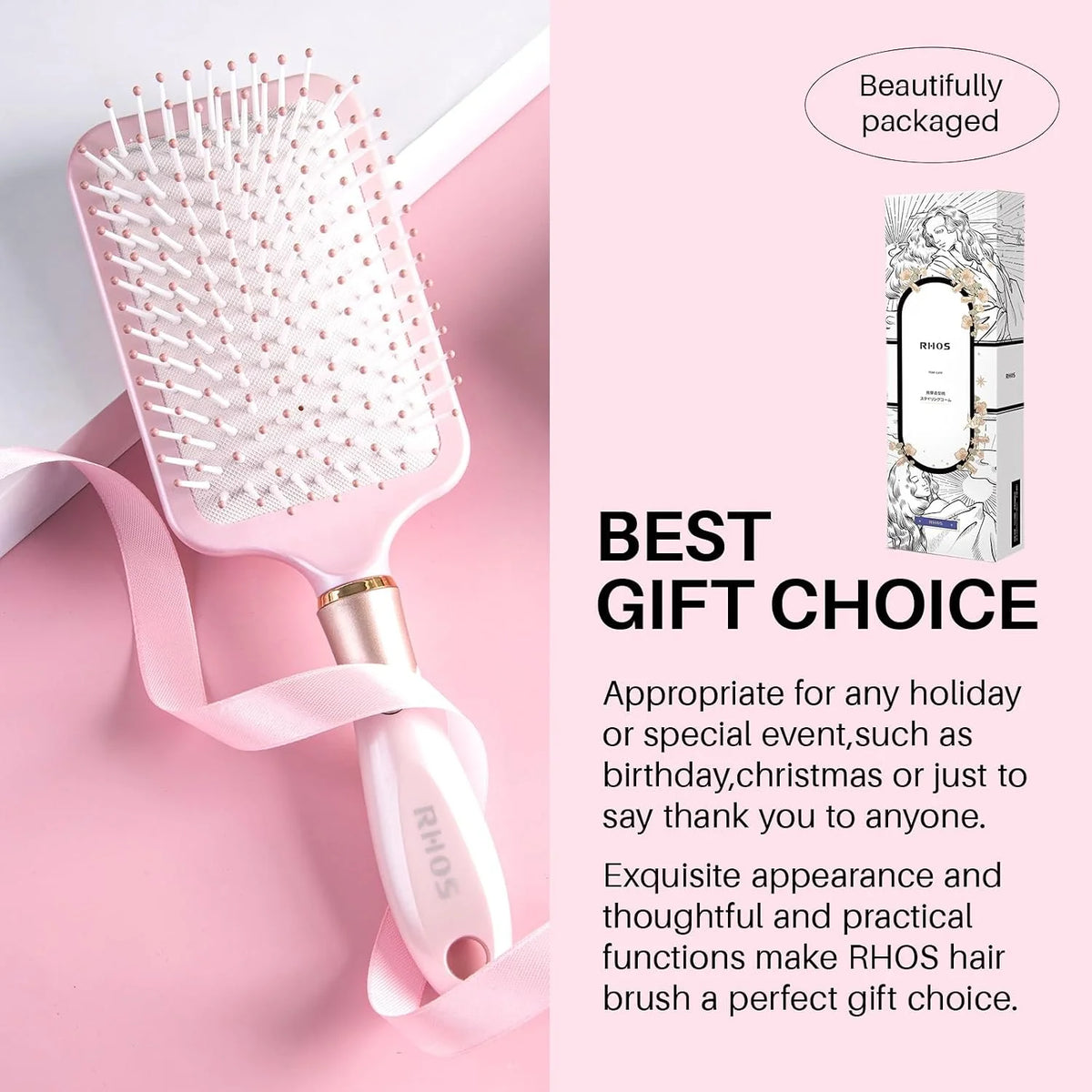 Purple Square Paddle Hair Brush for Women Men's Thin,Short,Thick,Long Hair