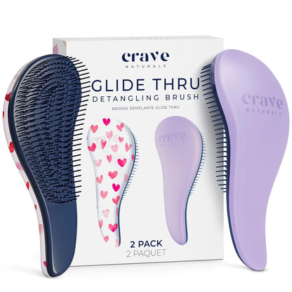 Crave Naturals Biggie Glide Thru Hair Brush - Detangler Brush for Curly, Straight, Wet or Dry Hair - Gentle Detangling Brushes for Adults, Kids, Toddlers - Hair Accessories for Women, 8.4x3.4" - Black