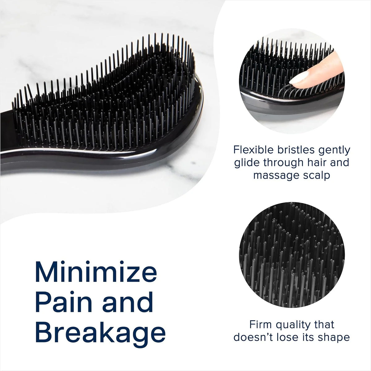 Crave Naturals Biggie Glide Thru Hair Brush - Detangler Brush for Curly, Straight, Wet or Dry Hair - Gentle Detangling Brushes for Adults, Kids, Toddlers - Hair Accessories for Women, 8.4x3.4" - Black